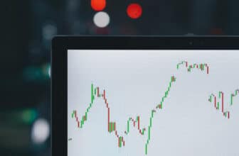 corner of laptop screen showing forex chart