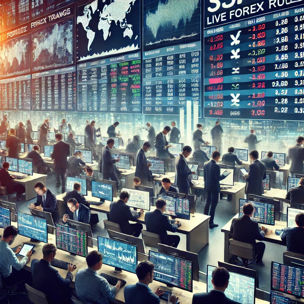 90s style trading floor