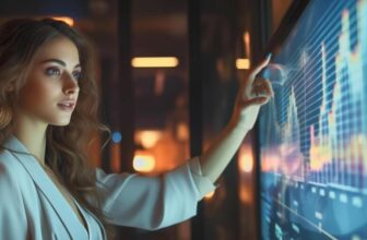 woman pointing on forex screen