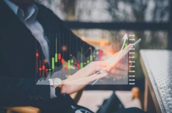 overlay of virtual forex chart and person