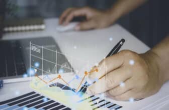 pen writing with virtual forex chart