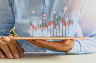 hand holding tablet showing forex chart