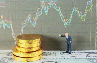 large coins, small man, forex chart