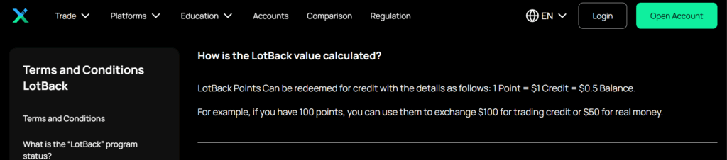 Lotback Value Calculation at IUX