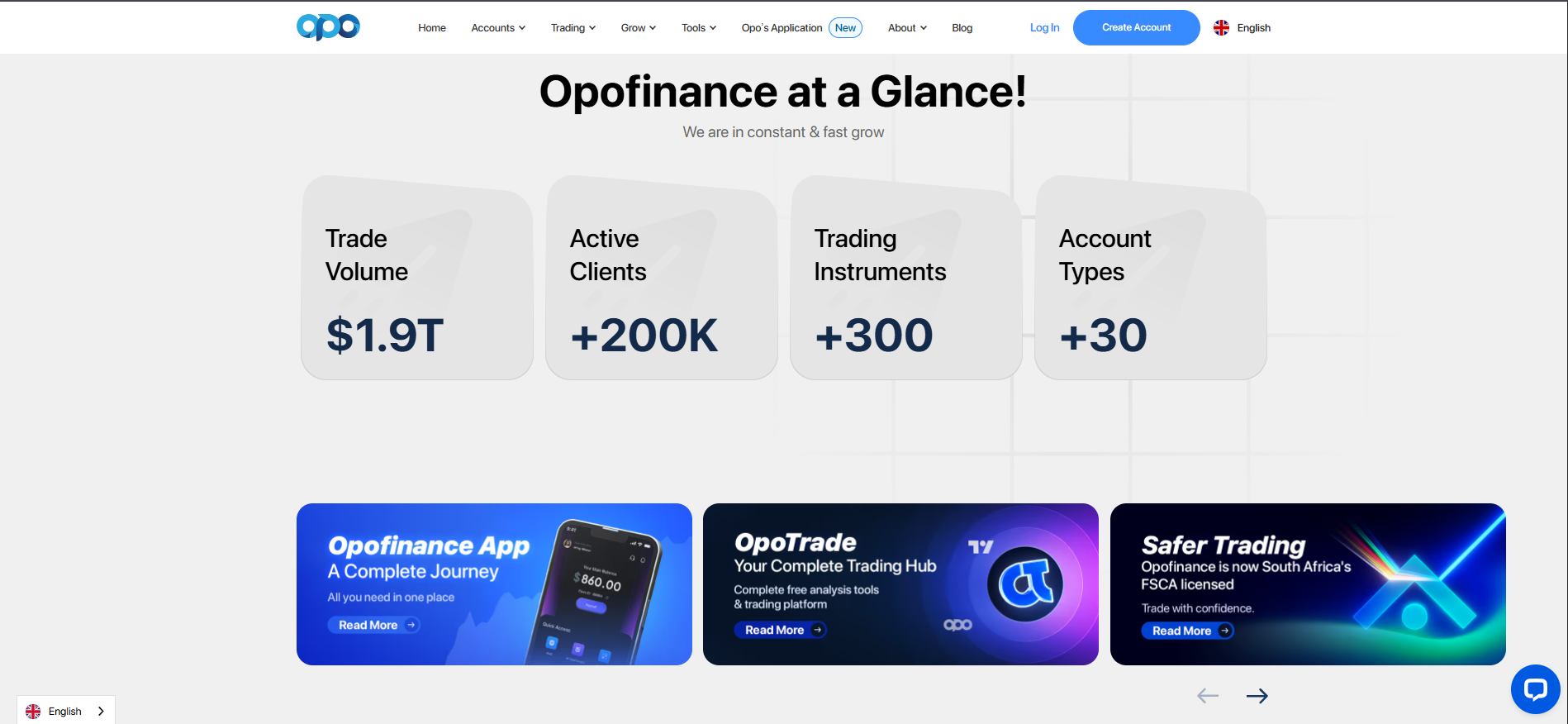 Opofinance Review: Homepage