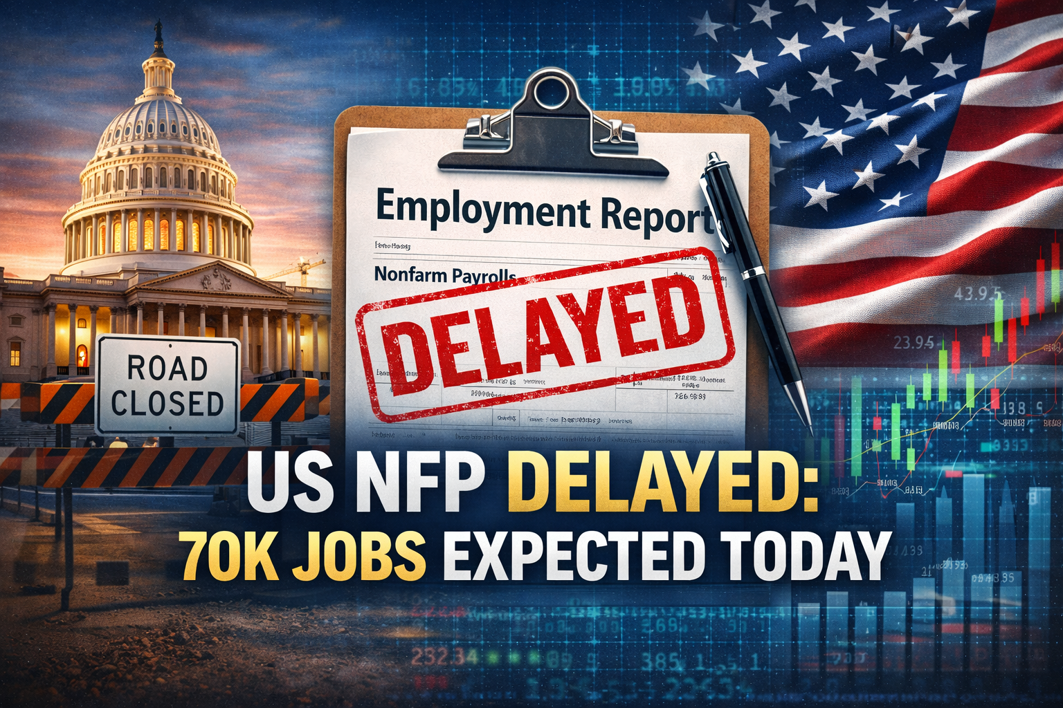US NFP Delayed: 70K Jobs Expected Today