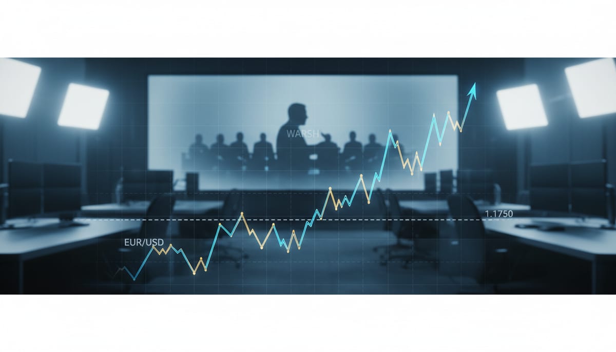 EUR/USD Holds Above 1.1750 as Fed Nominee Warsh Testifies Before Senate - editorial illustration