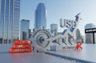 Fed Rules Out Rate Cuts Until Inflation Hits 2% Target, Sending USD Higher - editorial illustration
