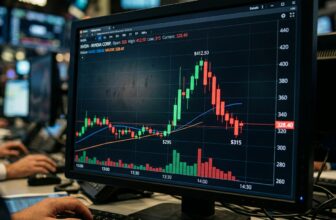 Pump and dump scheme market manipulation — trading terminal showing dramatic price spike and crash