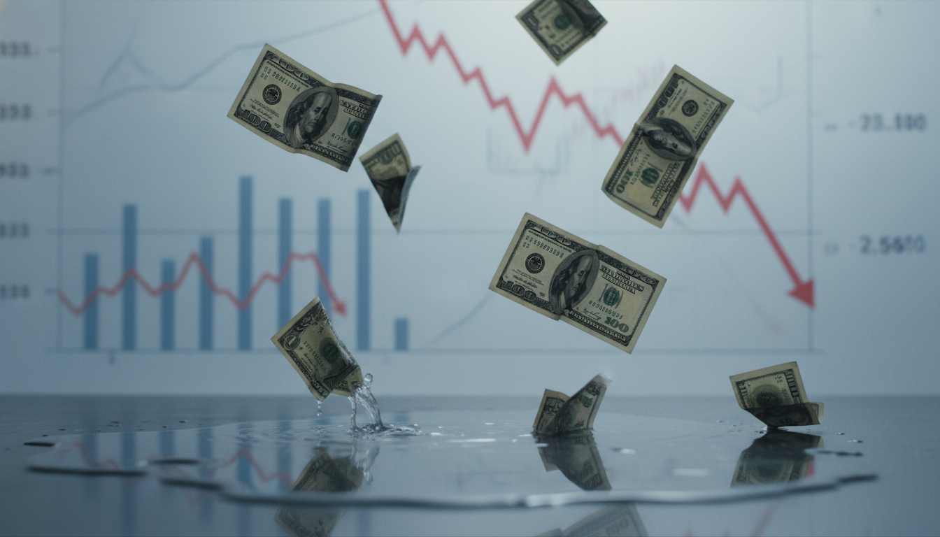 US Dollar Falls as Soft Economic Data Fuels Fresh Fed Rate-Cut Bets - editorial illustration
