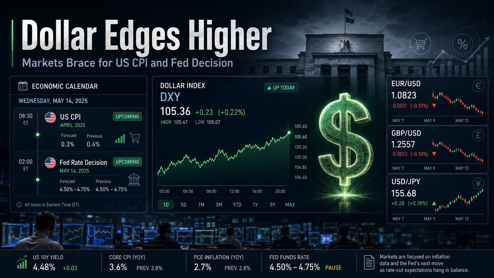 Dollar Firms Ahead of US CPI Data, Fed Decision
