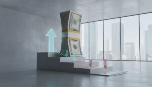 Dollar Climbs as Traders Price In Fewer Fed Rate Cuts - editorial illustration