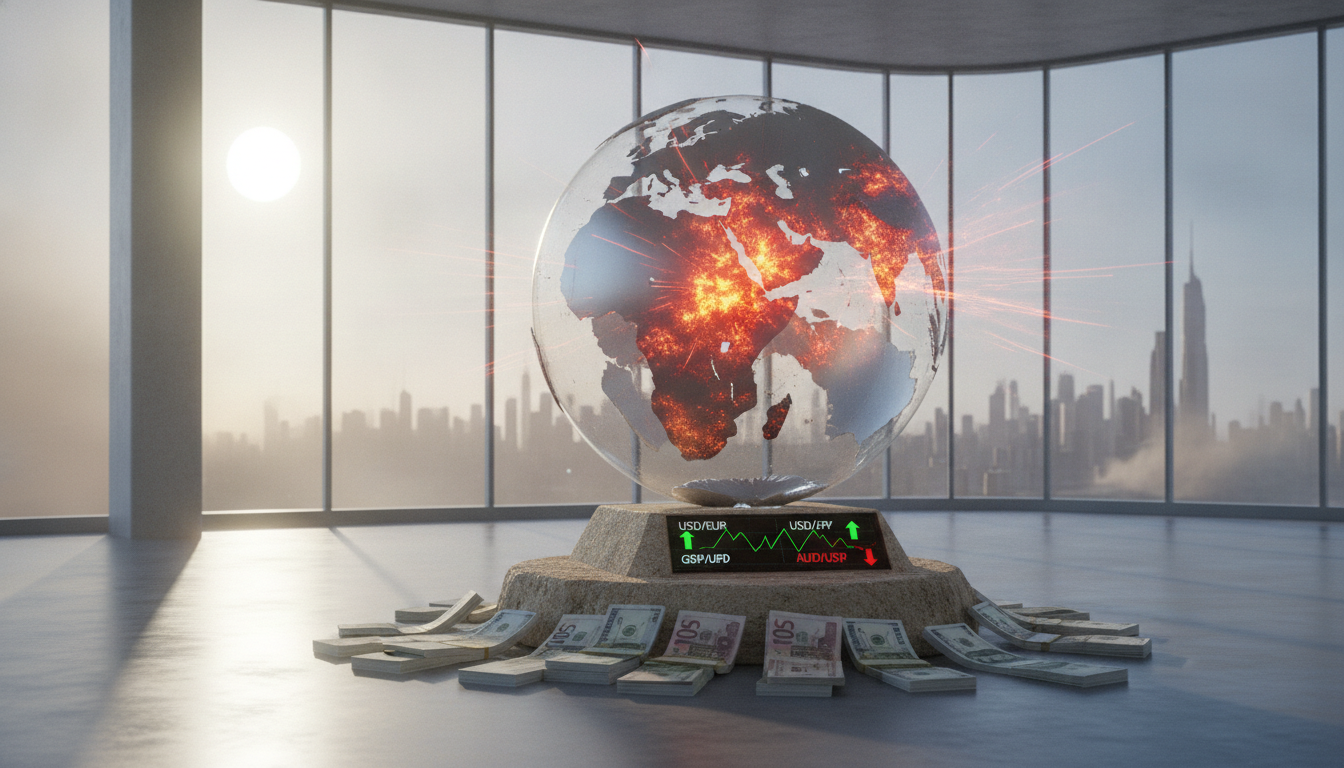Middle East Tensions Lift the Dollar as Risk Sentiment Sours - editorial illustration