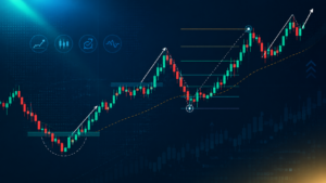 Abstract illustration of candlestick price swings representing swing trading strategies
