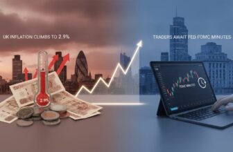 UK Inflation Climbs to 2.9% as Traders Await Fed FOMC Minutes - editorial illustration