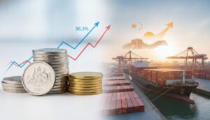 Australian and New Zealand Dollars Rise as China Exports Surge 36.3% - editorial illustration