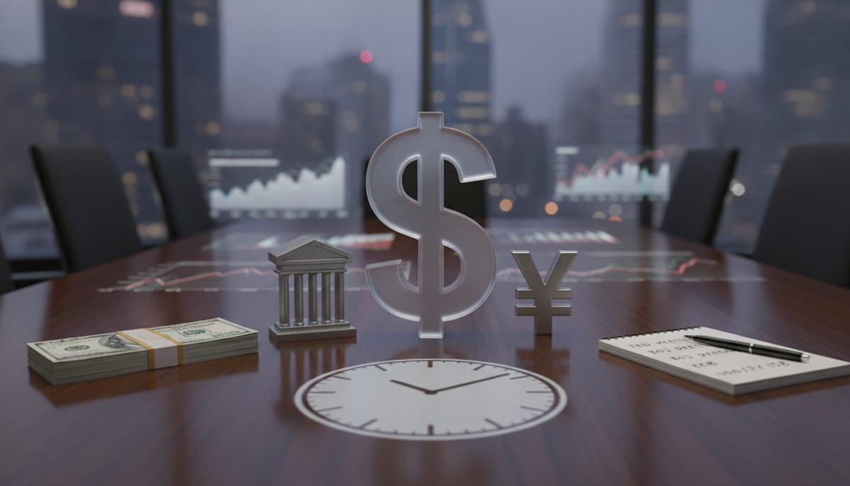 Dollar Pauses Slide Ahead of Fed, BOJ and ECB Meetings - editorial illustration