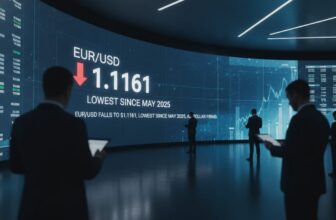 EUR/USD Falls to $1.1161, Lowest Since May 2025, as Dollar Firms - editorial illustration