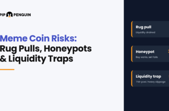 Cover image for the PipPenguin guide to meme coin risks, covering rug pulls, honeypots and liquidity traps